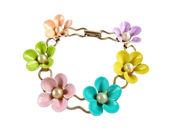 Vintage Flower Enamel Metal Bracelet Jewelry 1960s Flower | Etsy
