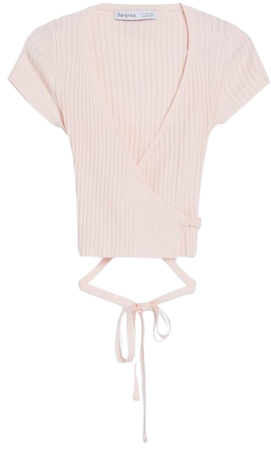 Short sleeve crossed ballerina sweater with bow - T-shirts - Woman | Bershka