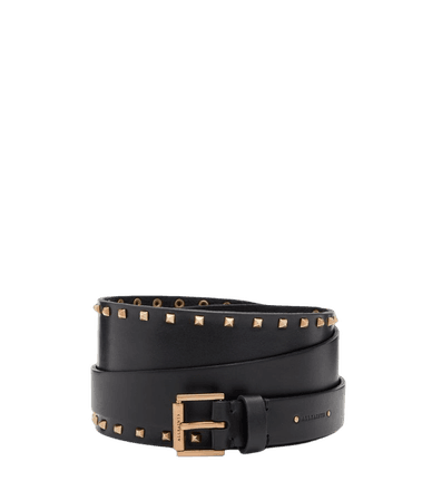 ALLSAINTS US: Womens Maxie Leather Studded Alcor Belt (black_warm_brass)