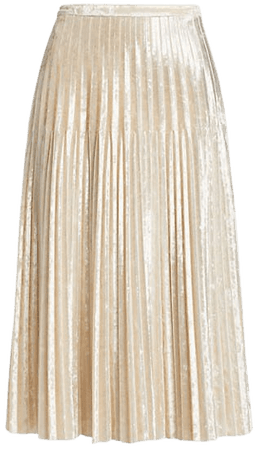 Shop Halston Sloan Velvet Pleated Midi Skirt | Saks Fifth Avenue