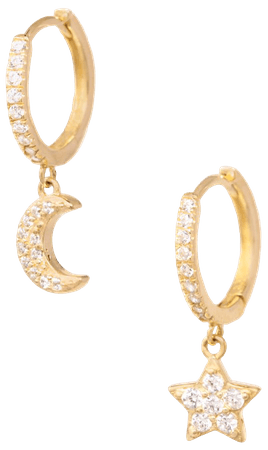 The Celeste | Moon and Star Gold Earrings | C&C Shop
