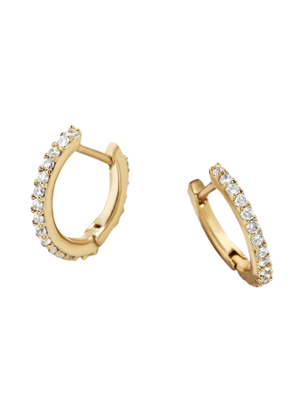 Niata 18K Gold Earrings - 11MM – Cubic Zirconia huggie hoops - Offered in multiple sizes – BaubleBar