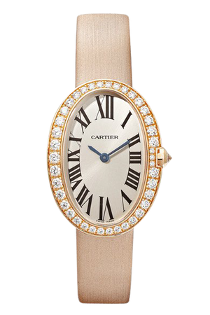 Cartier | Baignoire 24.5mm small 18-karat pink gold, toile brossée and diamond watch | NET-A-PORTER.COM