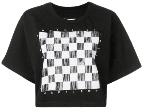 Mm6 Maison Margiela cropped checkerboard-print T-shirt