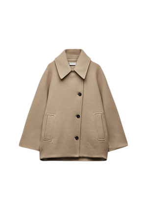 WOOL BLEND SHORT COAT ZW COLLECTION - taupe brown | ZARA United States