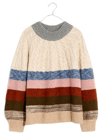 Deacon Cableknit Mockneck Sweater in Stripe
