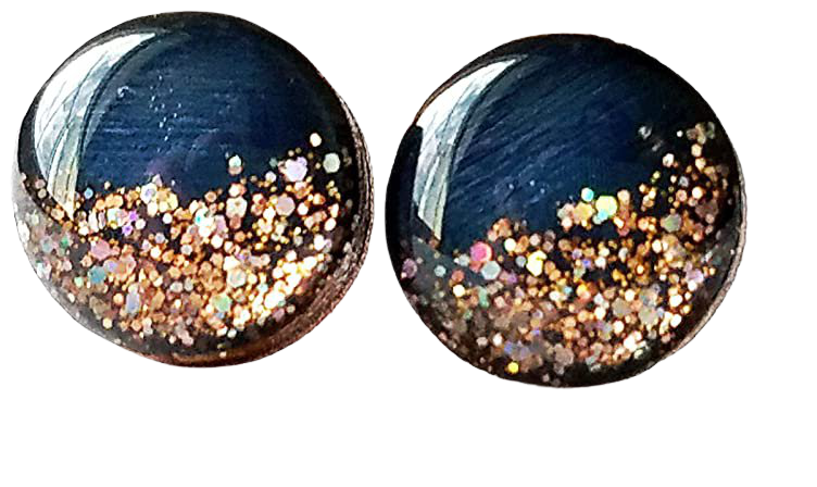 Amazon.com: Hand painted navy blue with rose gold glitter wood stud earrings 10mm: Handmade