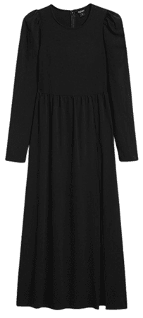 Long sleeved open back black dress - Black - Monki WW