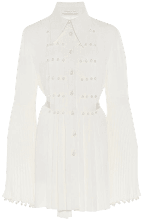 Pearl-Embellished Pleated Silk Top By Andrew Gn | Moda Operandi