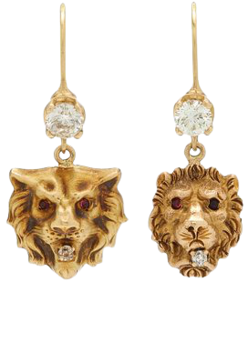 Lion Mate 14k Gold Diamond And Garnet Drop Earrings By Mindi Mond | Moda Operandi