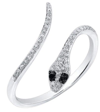 WHITE GOLD DIAMOND SLYTHERIN RING WITH BLACK DIAMOND EYES