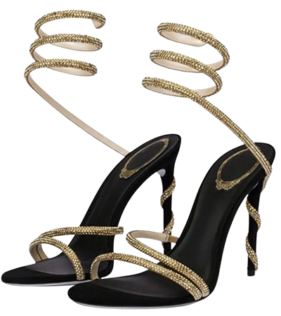 Rhinestone Embellished Open Toe High-heeled Sandals With Calf Strap – Micas