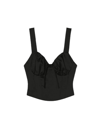 Satin corset with wide straps and tie - T-shirts - Woman | Bershka