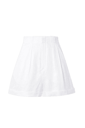 Boyde Pleated Linen Shorts - White