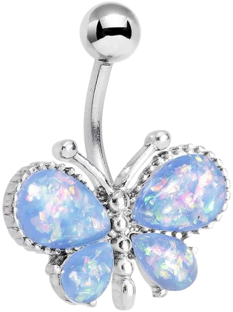 Light Blue Faux Opal Bless My Butterfly Belly Ring – BodyCandy