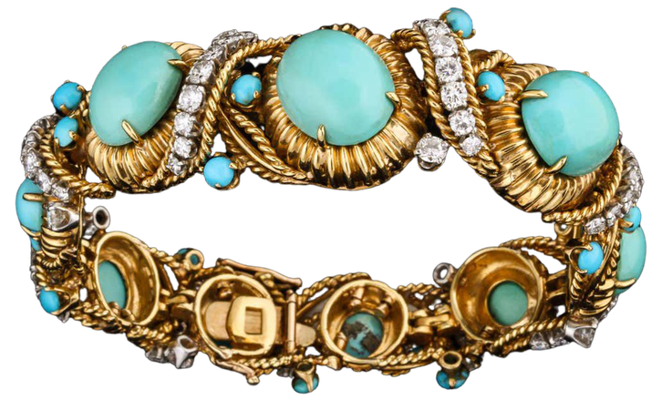 Van Cleef and Arpels Diamond and Turquoise Bracelet