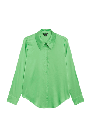 Satin shirt - Green - Shirts & Blouses - Monki WW