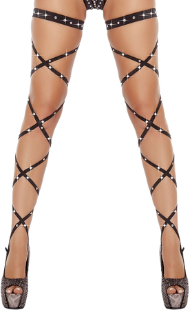 Sexy Women Lingerie Bandage Fishnet Stockings Thigh High Crystal Studded Thigh High Leg Rave Wraps Strappy Rhinestone Tights-in Stockings from Underwear & Sleepwears on Aliexpress.com | Alibaba Group