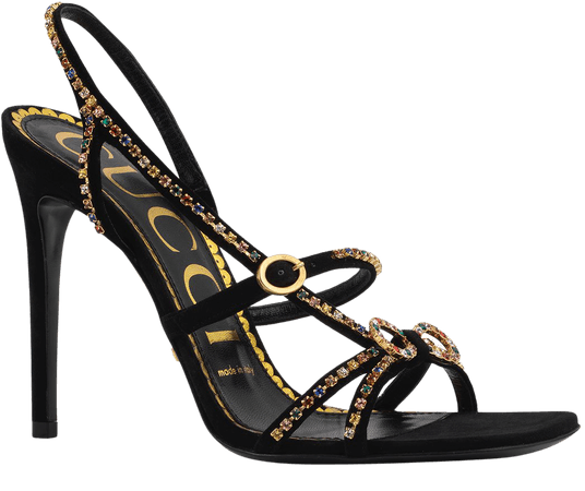Gucci Carmen 105mm Suede Sandals with Crystals | Neiman Marcus