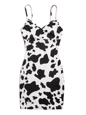 Surplice Neck Cow Print Bodycon Dress | SHEIN USA
