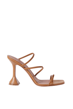 Tan Naima leather sandals | Amina Muaddi | NET-A-PORTER