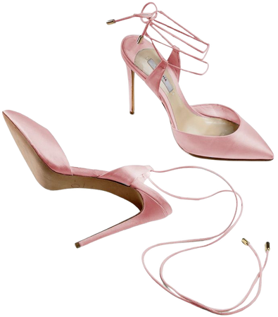 baby pink satin lace up heels