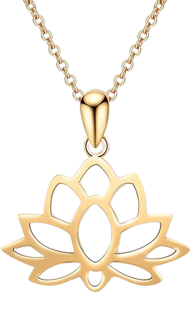 Amazon.com: YFN Sterling Silver Open Lotus Flower Pendant Necklace Women Yoga Necklace for Women (Gold) : Clothing, Shoes & Jewelry