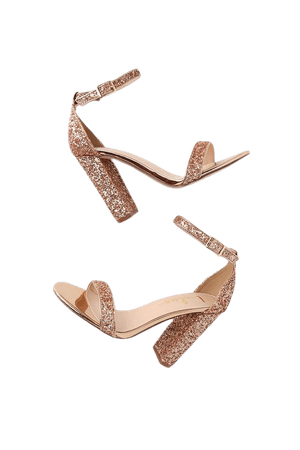 Stunning Glitter Heels - Rose Gold Heels - Ankle Strap Heels