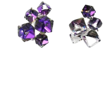 Purple Cube Crystal Earrings