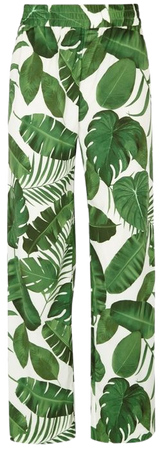 mostera leaf print pants