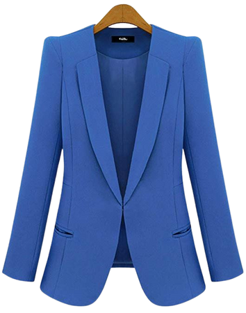 WOG2008 Elegant Womens Casual Basic Work Office Cardigan Tuxedo Blazer Jacket Open Front Blue at Amazon Women’s Clothing store: