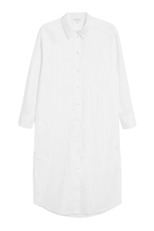 White long sleeved shirt dress - White - Monki WW