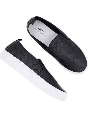 ASOS DESIGN Dotty slip on sneaker in black weave | ASOS