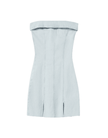 Tailored off-the-shoulder denim dress - Dresses - Woman | Bershka