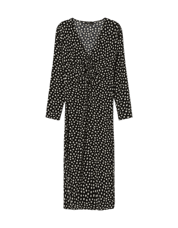 Long sleeve gathered midi dress - Dresses - Woman | Bershka