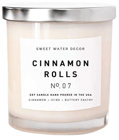 Amazon.com: Cinnamon Rolls Natural Soy Wax Candle White Jar Silver Lid Scented Cloves Vanilla Icing Buttery Pastry Food Fall Winter Christmas Lead and Gluten Free Cotton Wicks Country Rustic Decor Made in USA: Handmade