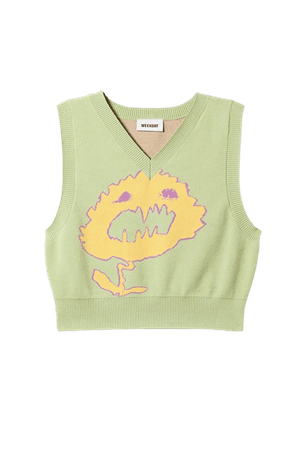 Windy Jaquard Vest - Green - Knitwear - Weekday WW