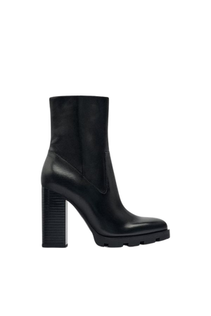 LEATHER HIGH-HEEL ANKLE BOOTS WITH LUG SOLES - Black | ZARA United States