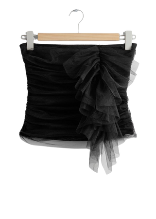 Ruffled Tulle Corset Top - Black - & Other Stories