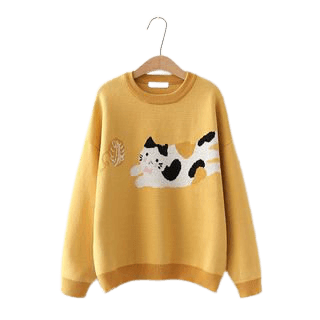PANDAGO Cat Print Sweater | YesStyle