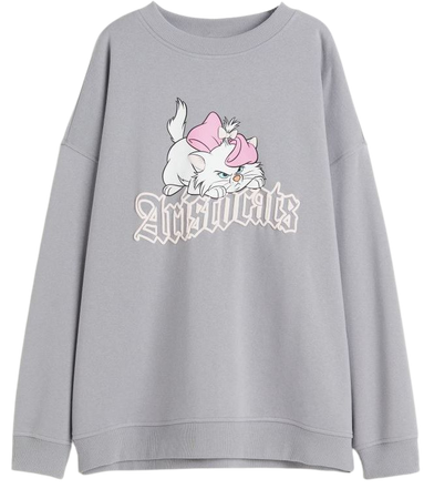 Oversized Printed Sweatshirt - Light gray/Aristocats - Ladies | H&M US
