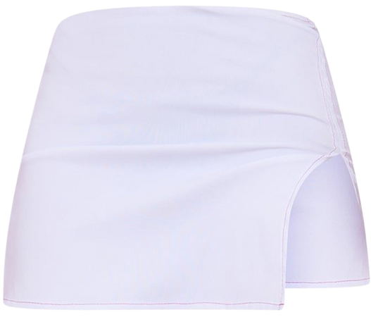 White Stretch Woven Contrast Seam Detail Micro Mini Skirt | PrettyLittleThing USA