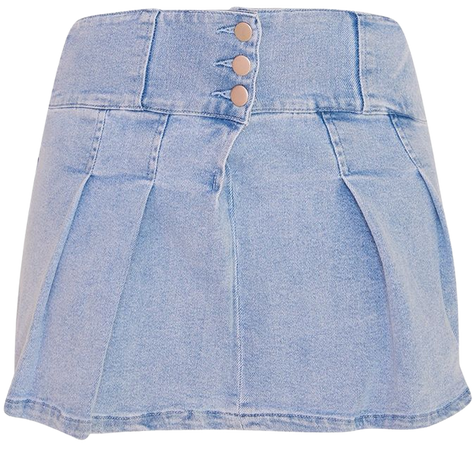 Light Blue Wash Micro Mini Denim Skater Skirt | PrettyLittleThing USA