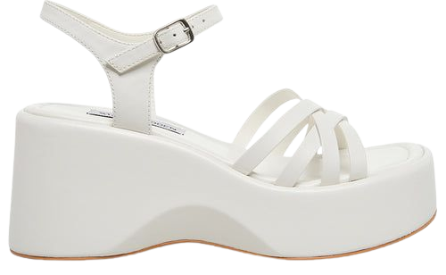 CRAZY30 White Leather Strappy Wedge Sandal | Women's Sandals – Steve Madden
