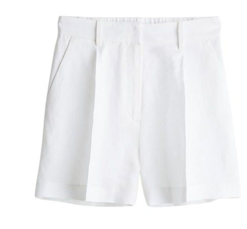 Linen-blend Shorts - White - Ladies | H&M US