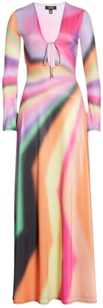 AFRM Clario Print Long Sleeve Knit Maxi Dress | Nordstrom