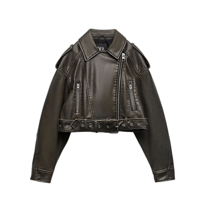 brown leather jacket Zara