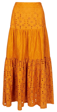 Mixed Broderie Tiered Woven Maxi Skirt | Karen Millen