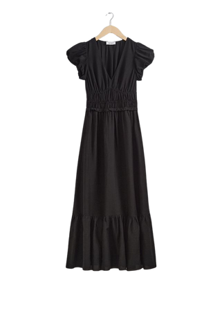 Tiered Midi Dress - Black - Midi dresses - & Other Stories US