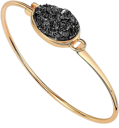 Amazon.com: Black and Gold Bracelet for Women - Gold and Black Bracelet for Women, Gold and Black Bracelets for Women, Black Bangles for Women Black Jewelry Gold Tone Simulated Druzy Black Cuff Bracelet for Women: Clothing, Shoes & Jewelry